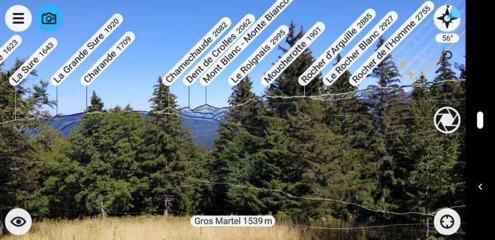 Peakfinder écran détection de sommets