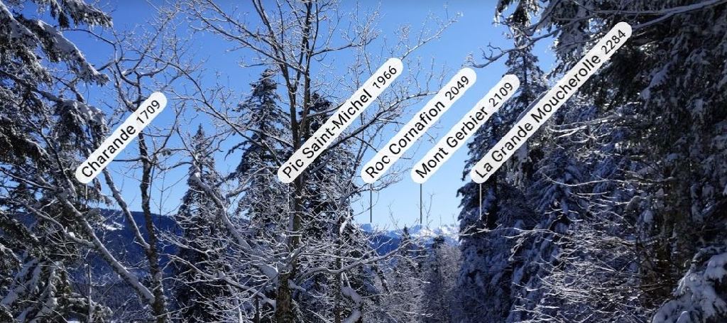 les sommets visibles depuis la randonnées en raquettes du domaine nordique d'Autrans, circuit n°7