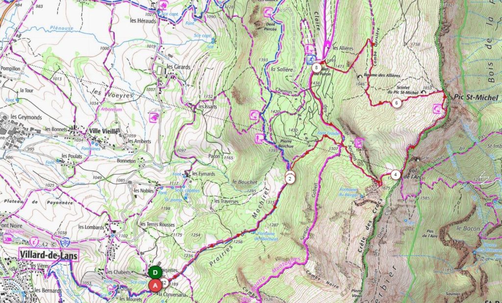 carte IGN rando conversaria pic saint-michel